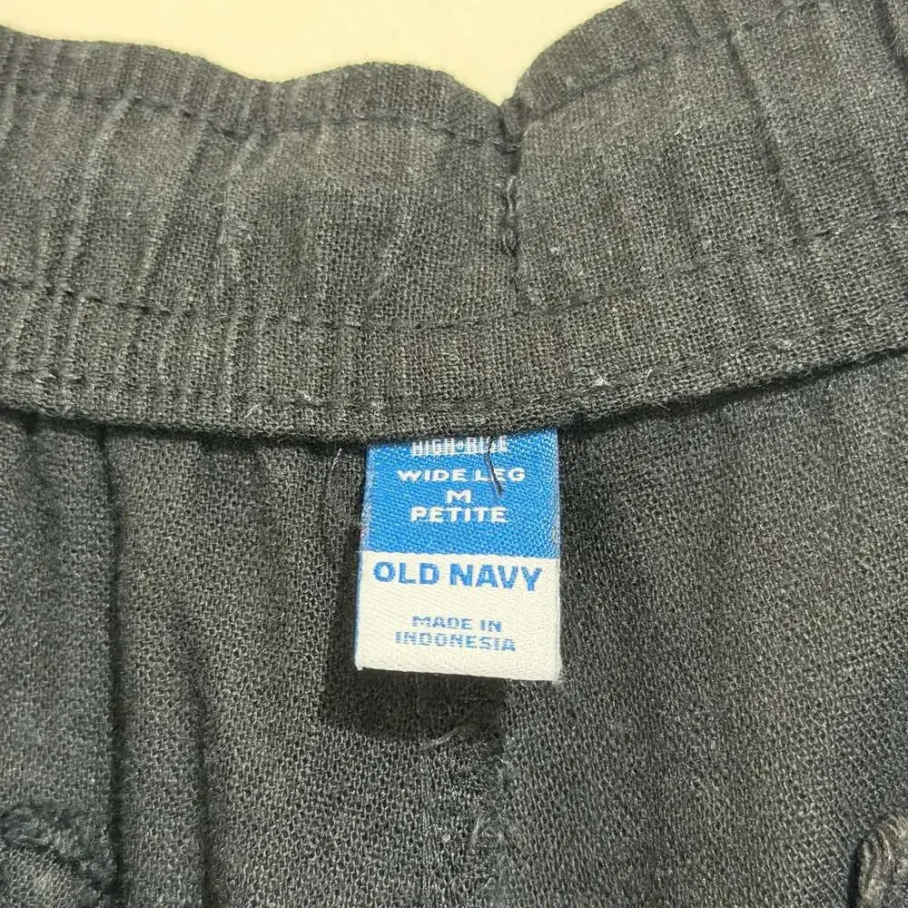 Old Navy Linen Blend Wide Leg Pants M Petite Drawstring Coastal Minimalist